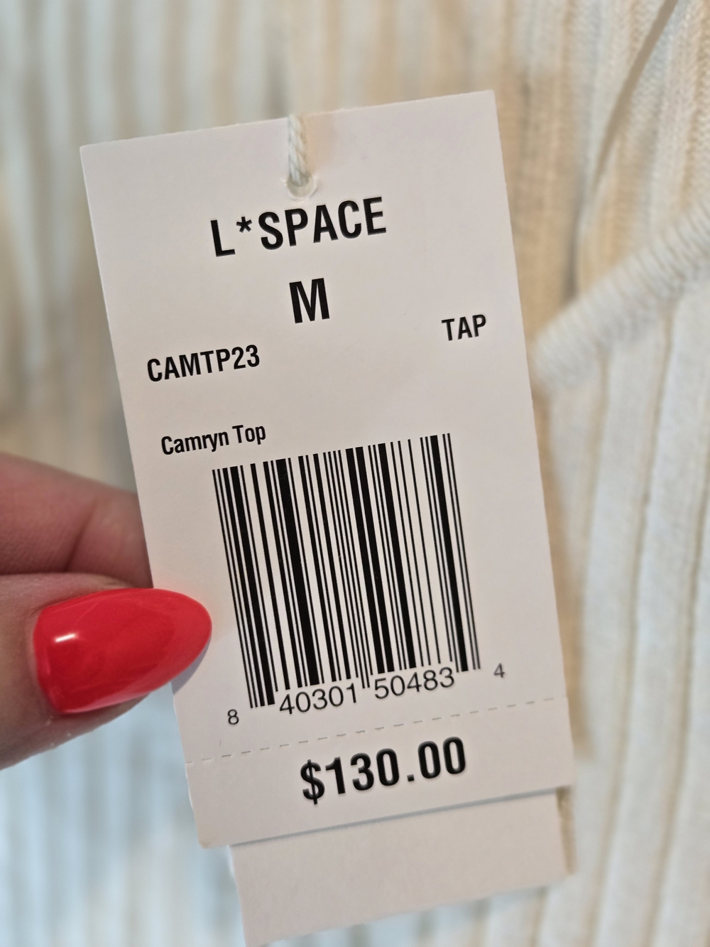 L*Space Cream Ribbed Long-Sleeve Square Neck Top - Picture 2 of 9